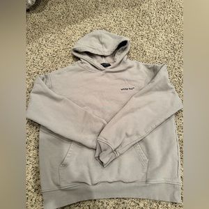 beige white fox hoodie